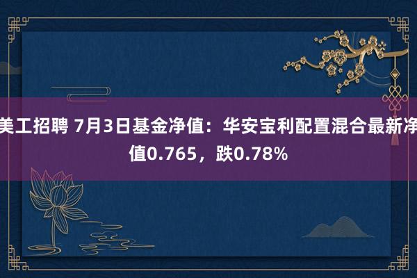 美工招聘 7月3日基金净值：华安宝利配置混合最新净值0.765，跌0.78%