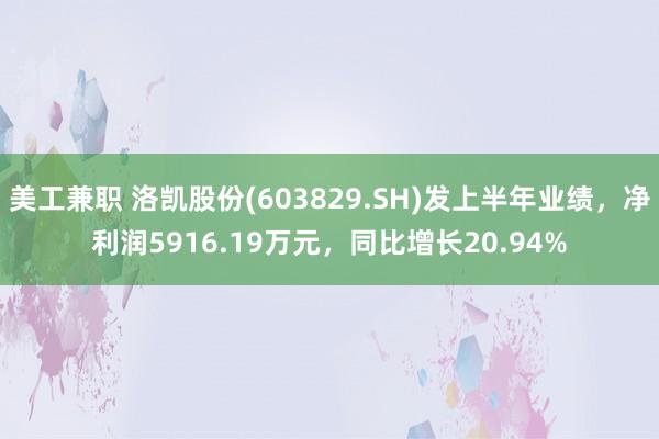 美工兼职 洛凯股份(603829.SH)发上半年业绩，净利润5916.19万元，同比增长20.94%